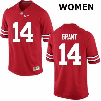 NCAA Ohio State Buckeyes Women's #14 Curtis Grant Red Nike Football College Jersey DMQ1645VM